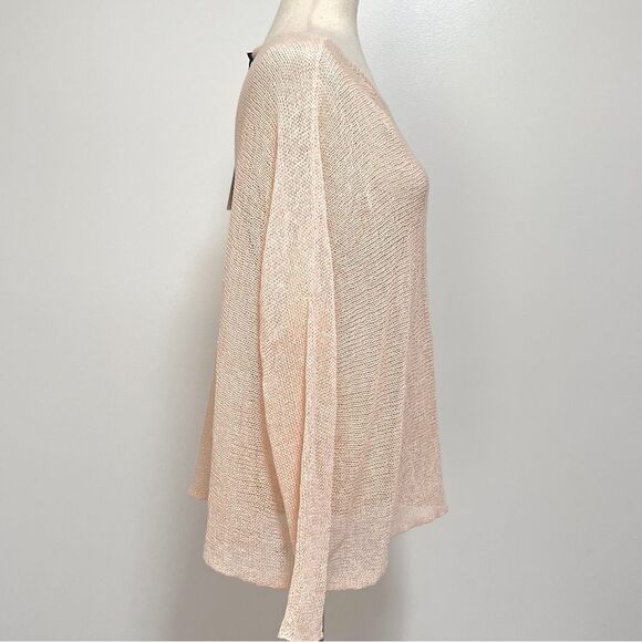 NWT Eileen Fisher Ballet Neck Box Top Shell Peach M Linen Mini Tape Long Sleeve - Picture 5 of 12